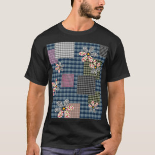 Kleurrijk patchwork landelijke retro patroon t-shirt