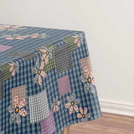 Kleurrijk patchwork landelijke retro patroon tafelkleed (Voorbeeld)