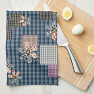 Kleurrijk patchwork landelijke retro patroon theedoek