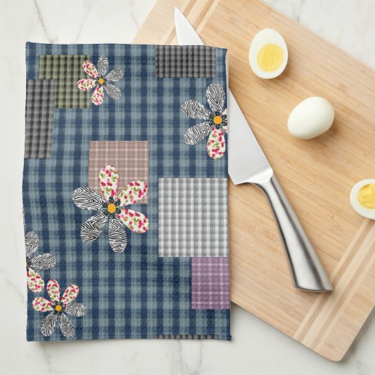 Kleurrijk patchwork landelijke retro patroon theedoek (Quarter Fold)