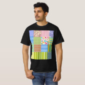 Kleurrijk Patchwork Patroon Grafische T-Shirt (Voorkant volledig)