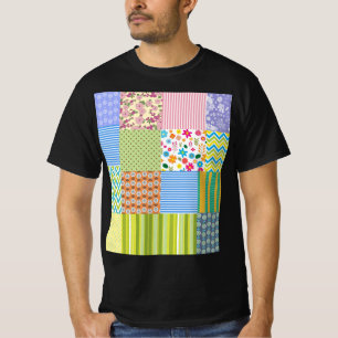 Kleurrijk Patchwork Patroon Grafische T-Shirt
