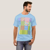 Kleurrijk Patchwork Patroon Grafische T-Shirt (Voorkant volledig)