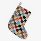 Kleurrijk patchwork patroon kleine kerstsok (Voorkant (Hangend))
