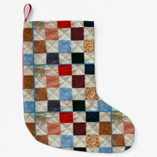 Kleurrijk patchwork patroon kleine kerstsok