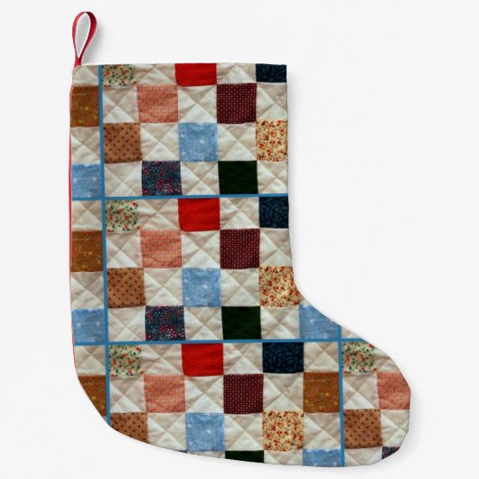 Kleurrijk patchwork patroon kleine kerstsok (Voorkant)