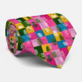 Kleurrijk Patchwork Patroon Op Maat Gemaakte Heren Stropdas (Opgerold)