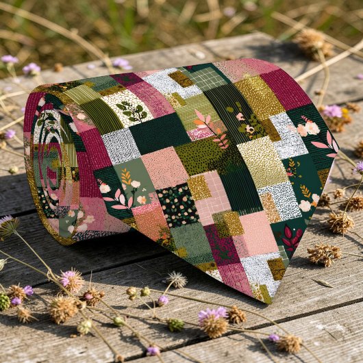 Kleurrijk Patchwork Patroon Op Maat Gemaakte Heren Stropdas