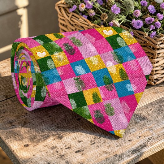 Kleurrijk Patchwork Patroon Op Maat Gemaakte Heren Stropdas