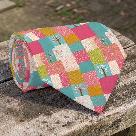 Kleurrijk Patchwork Patroon Op Maat Gemaakte Heren Stropdas