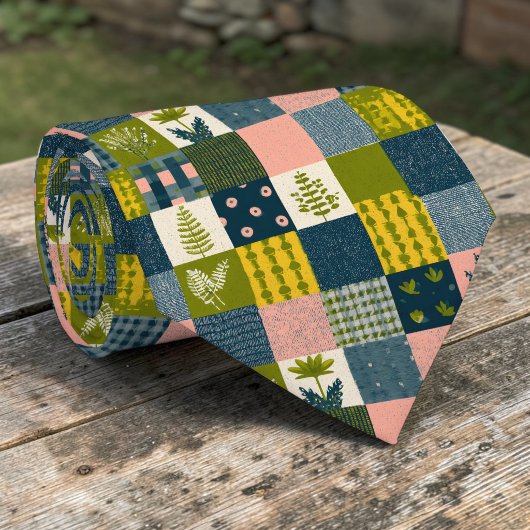 Kleurrijk Patchwork Patroon Op Maat Gemaakte Heren Stropdas