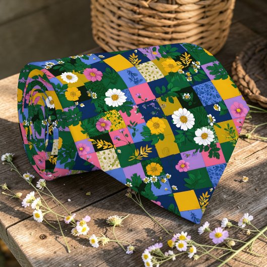 Kleurrijk Patchwork Patroon Op Maat Gemaakte Heren Stropdas