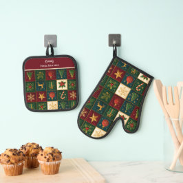 Kleurrijk Patchwork Patroon Ovenwant & Pannenlap Set