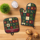 Kleurrijk Patchwork Patroon Ovenwant & Pannenlap Set (Top down)