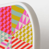 Kleurrijk Patchwork Pickleball Paddle (Links Detail)