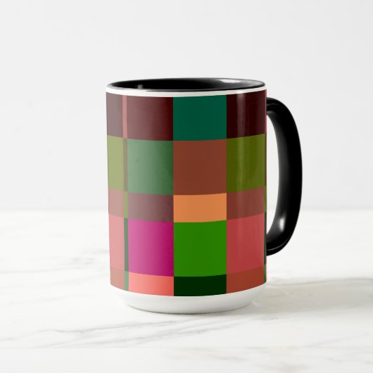 Kleurrijk Patchwork Plaid Rasterpatroon Mok (Voorkant rechts)