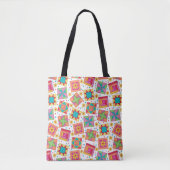 Kleurrijk patchwork Quilt Blocks White Tote Bag (Voorkant)