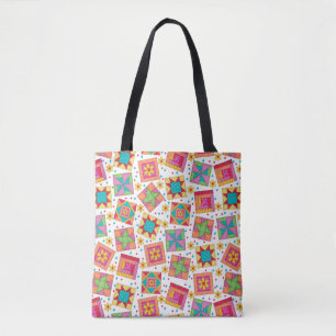 Kleurrijk patchwork Quilt Blocks White Tote Bag