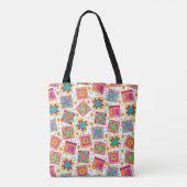 Kleurrijk patchwork Quilt Blocks White Tote Bag (Achterkant)