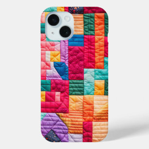 Kleurrijk Patchwork Quiltpatroon iPhone 15 Case