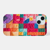 Kleurrijk Patchwork Quiltpatroon iPhone 15 Case (Achterkant horizontaal)