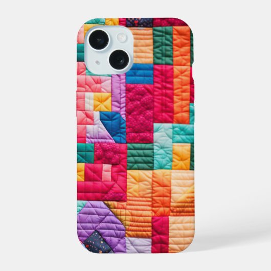 Kleurrijk Patchwork Quiltpatroon iPhone 15 Case (Achterkant)