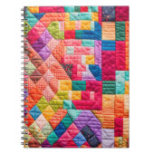 Kleurrijk Patchwork Quiltpatroon Notitieboek (Voorkant)