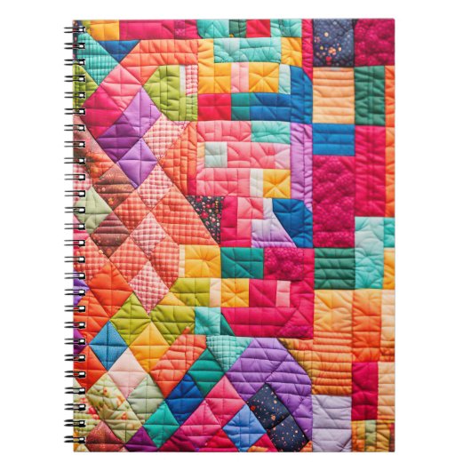 Kleurrijk Patchwork Quiltpatroon Notitieboek (Voorkant)