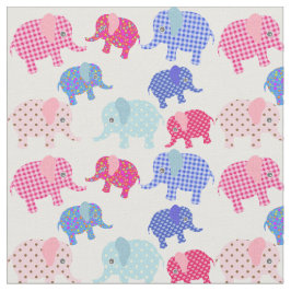 Kleurrijk patchwork-retro ellephant Print Fabric Stof