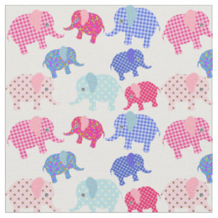 Kleurrijk patchwork-retro ellephant Print Fabric Stof