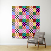 Kleurrijk Patchwork Rutpatroon Ontwerp Wandkleed (In situ)