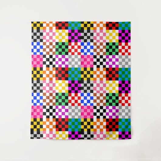Kleurrijk Patchwork Rutpatroon Ontwerp Wandkleed (Voorkant)