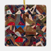 kleurrijk patchwork: stijlvol quilt design keramisch ornament (Voorkant)