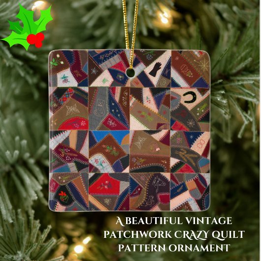 kleurrijk patchwork: stijlvol quilt design keramisch ornament