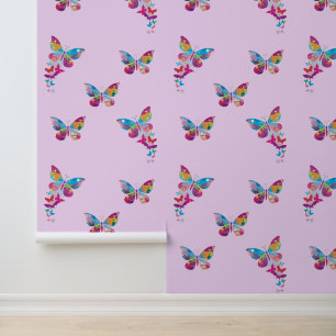 Kleurrijk Patchwork Vlinders Ontwerp Behang