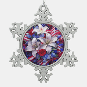 Kleurrijk Patriottisch Bloemen Ontwerp Grafisch Tin Sneeuwvlok Ornament