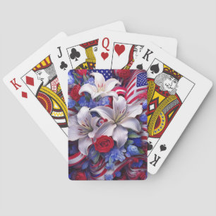 Kleurrijk patriottisch bloemmotief grafisch ontwer pokerkaarten