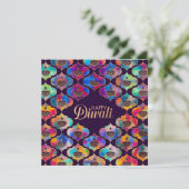 Kleurrijk patroon Happy Diwali-Kaart Kaart (Staand voorkant)
