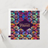 Kleurrijk patroon Happy Diwali-Kaart Kaart (Voorkant / Achterkant in situ)