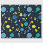 Kleurrijk patroon met een ruimtethema cadeaupapier (Vlak)