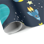 Kleurrijk patroon met een ruimtethema cadeaupapier (Rol Hoek)