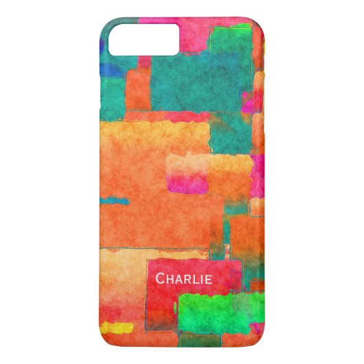 Kleurrijk patroon met gepersonaliseerde naam Case-Mate iPhone case (Achterkant)