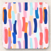 Kleurrijk patroon met penseelstreken bier onderzetter (Voorkant)