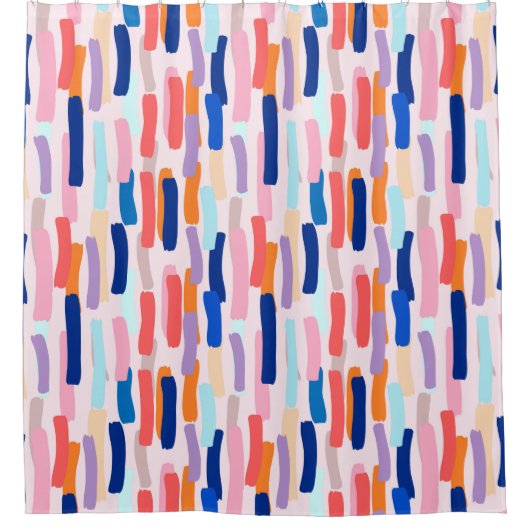 Kleurrijk patroon met penseelstreken douchegordijn (Voorkant)