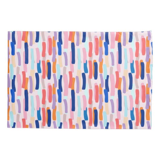 Kleurrijk patroon met penseelstreken kussensloop (Achterkant-Links)