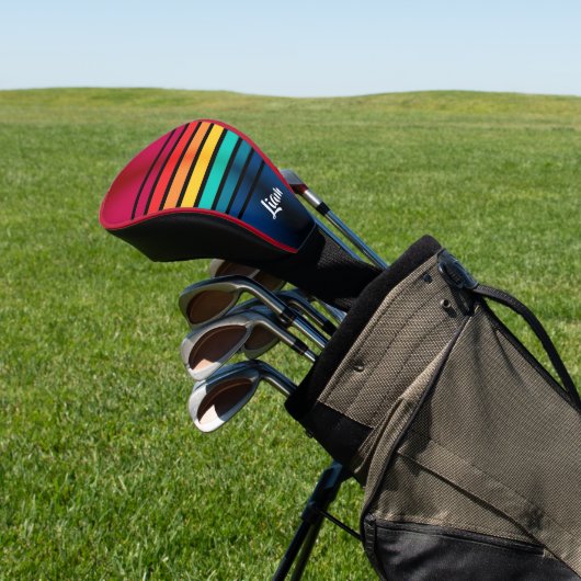 Kleurrijk patroon met persoonlijke naam golfheadcover (Insitu)