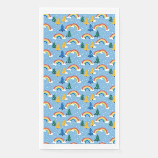 Kleurrijk patroon met regenbogen en bomen servet (Voorkant)