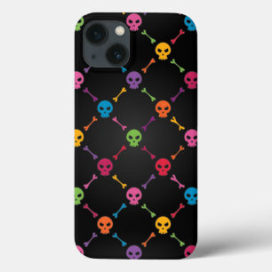 Kleurrijk patroon met schedels iPhone 13 hoesje
