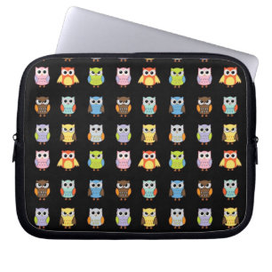 Kleurrijk Patroon met Veel Cute Uilen Laptop Sleeve