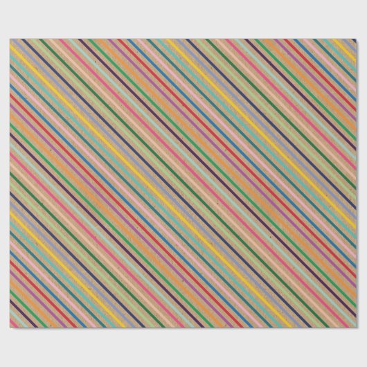 Kleurrijk patroon op bijtende bruine kraft cadeaupapier (Vlak)